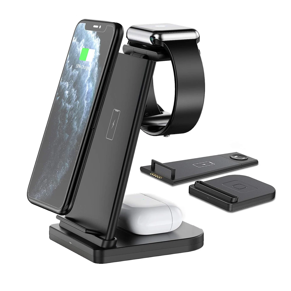 

Drop shipping 3 In 1 10W Qi Fast Wireless Charger Stand, Charging Station For iPhone, for Samsung