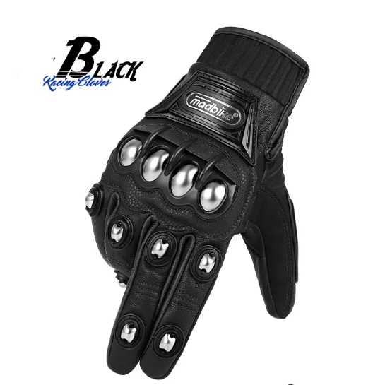 

Motorcycle Riding Racing Leather Full Finger Touch Screen Gloves Motorbike Motocross Gloves, Blue/red/black
