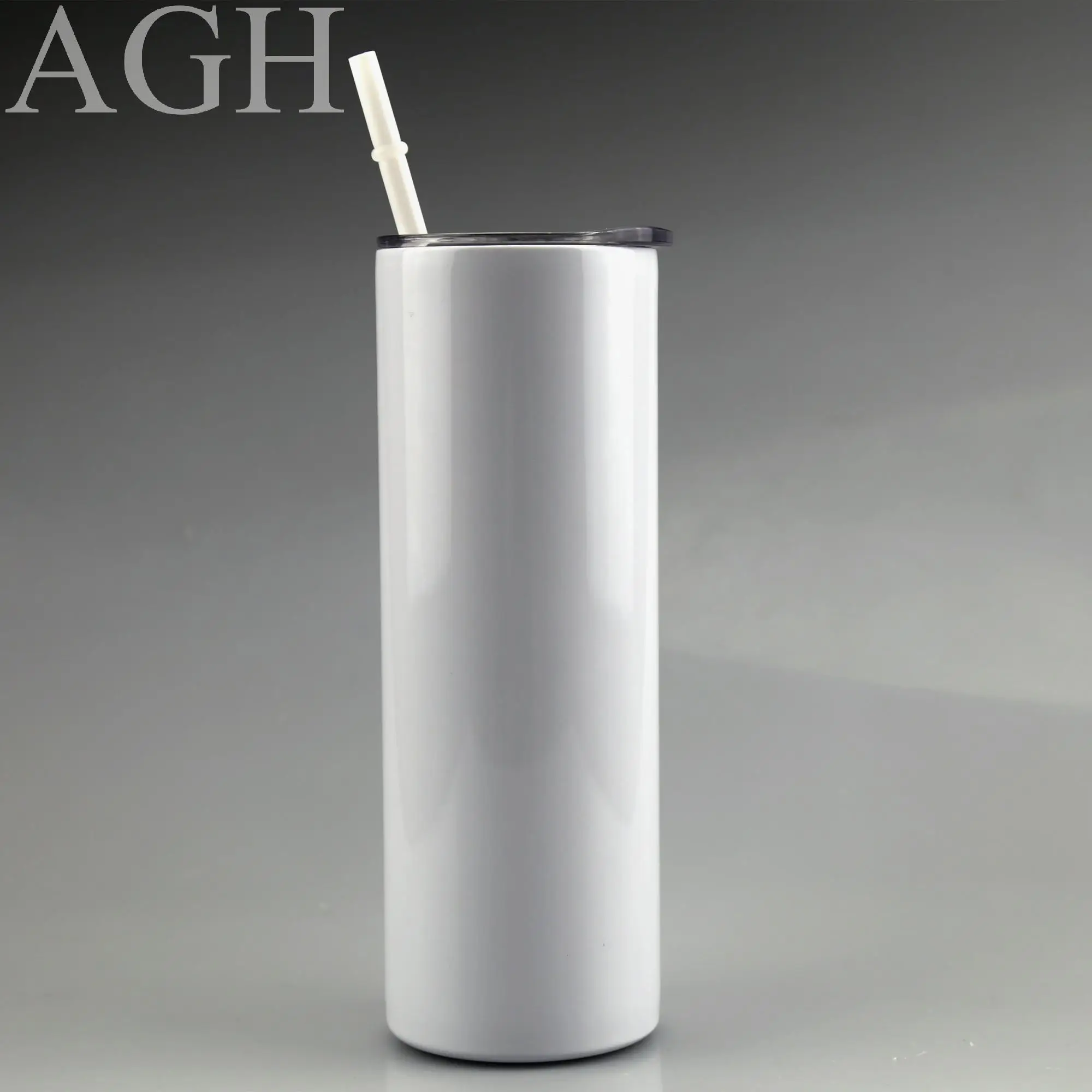 

Double wall stainless steel insulated bank sublimation 20oz straight tumbler with no tapered sliding lid and plastic straw