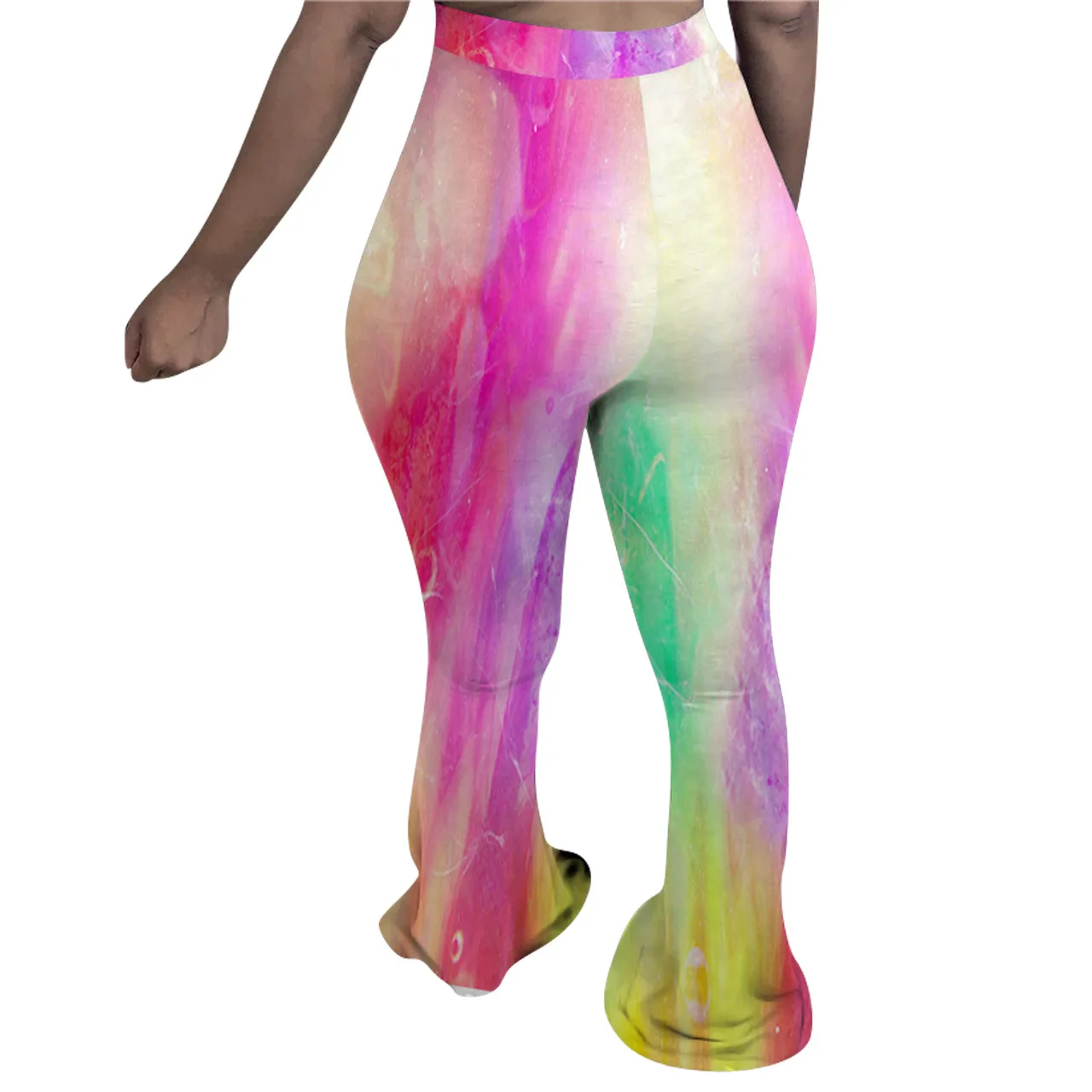 

B53360A Latest trendy western women fashion printed casual flare pants
