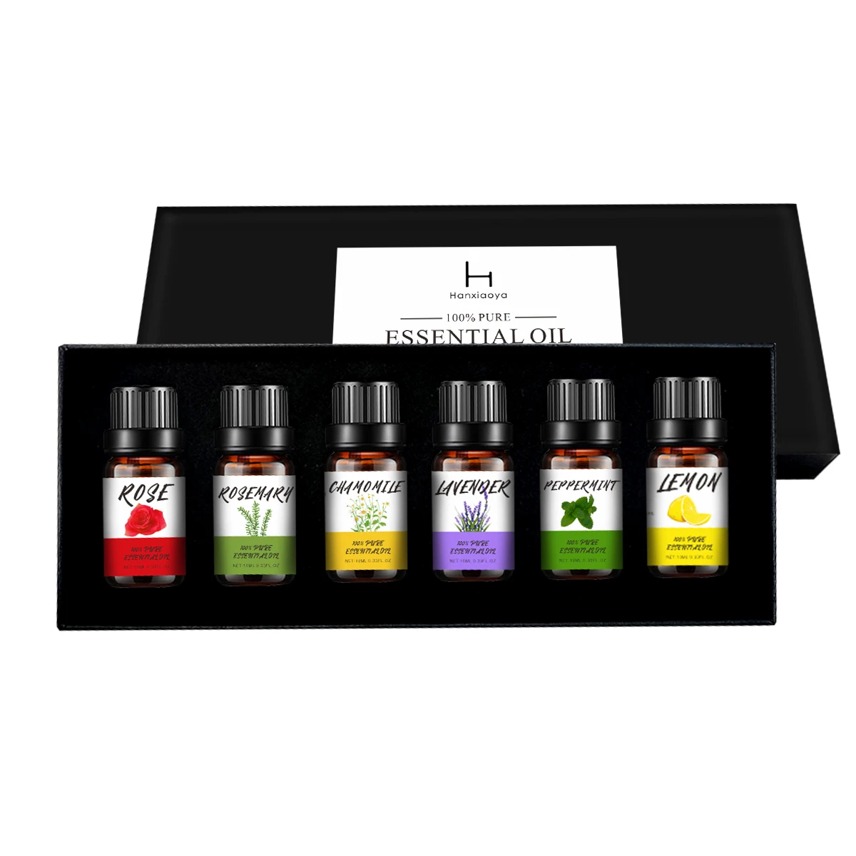 

HXY OEM ODM 10ML Natural 100% Pure Plant Fragrance Ginger Lemon Perfum Masage Moisturizing Essence Oil Set