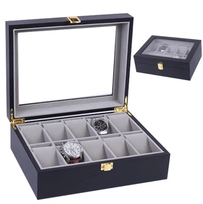 Small MOQ Custom luxury design black wooden watch box display