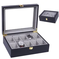 

Small MOQ Custom luxury design black wooden watch box display