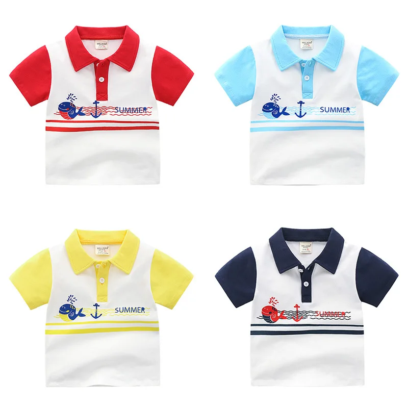 

Toddler kids polo summer short sleeve tops baby boy polo shirt cartoon children clothes