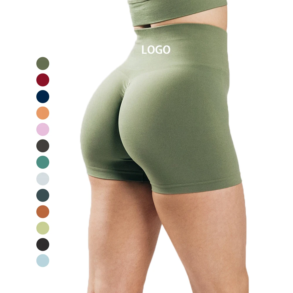 

Multi Colors Women High Waist Compression Seamless Quick Dry Scrunch Active Shorts