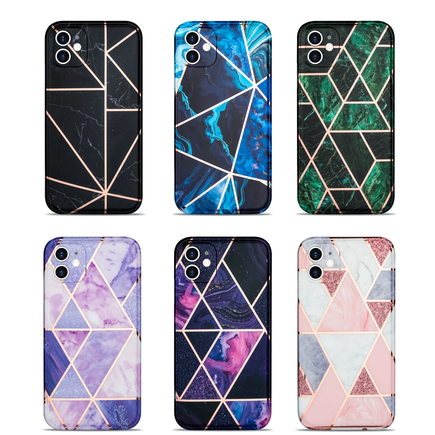 

Electroplated Geometry Marble Phone Case Cover for iPhone 12 Pro Max, Colors optional