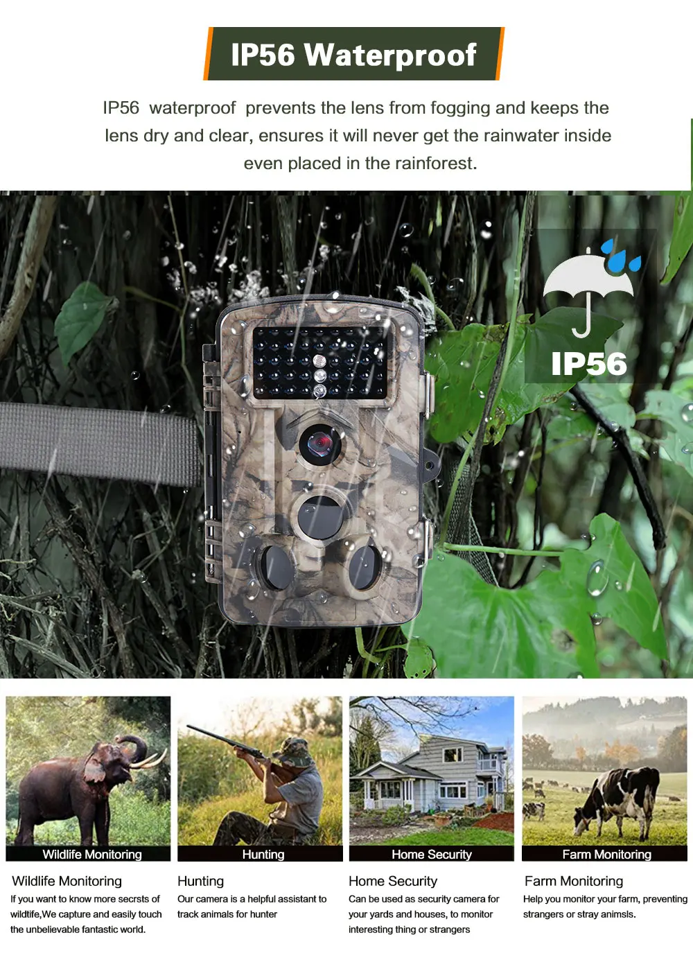 7k夜视数字凸轮野生game trail 20mp无线狩猎步道摄像机监控摄像头