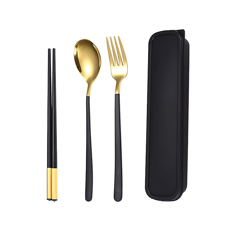 

Portable 3Pcs Knife Fork Chopsticks Camping Mountaineering Travel Stainless Steel Cutlery Set For Lunch School Office