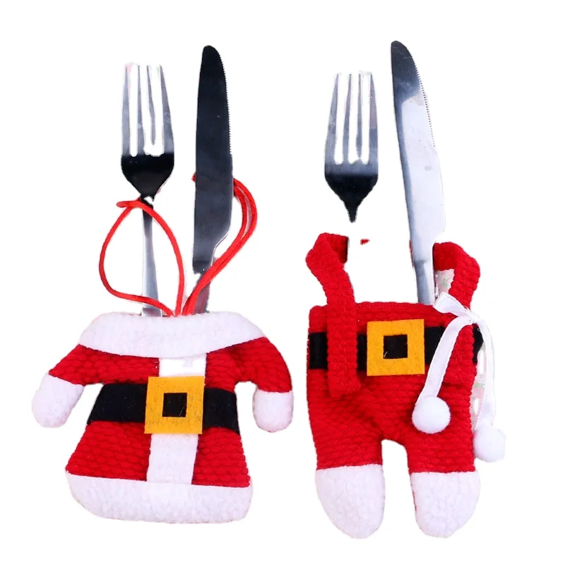 

Free shipping Christmas knife and fork bag clothing pants knife and fork set creative hotel theme restaurant table decoration