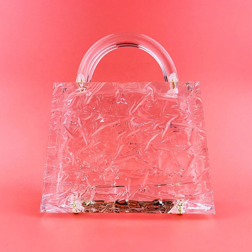 

Ice crack pattern design clear acrylic hand bags ladies lovely colorful purses elegant clear handbags women hand bags