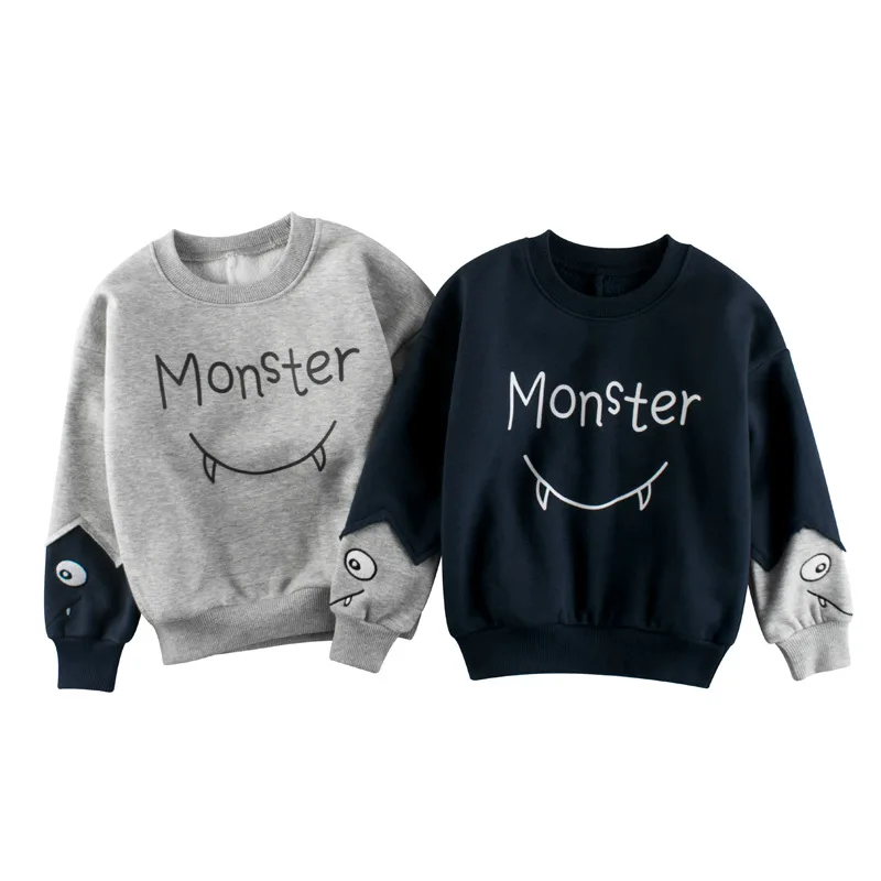 

Autumn Winter Children's Pullovers Baby Boy Clothes Spring Kids Thin Fleece Lining Sweatshirt