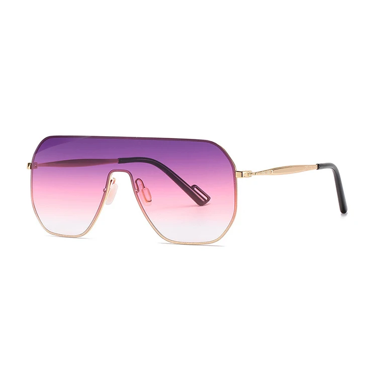 

2020 newest Square One Piece oversized Frame Metal Sunglasses large rimless personalized designer sunglasses UV400