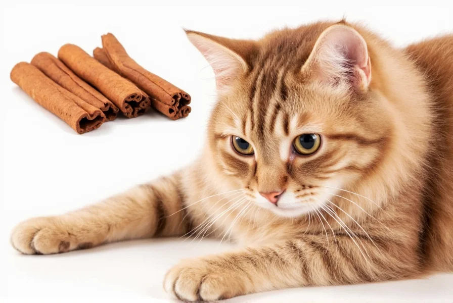 Cat safely away from kitchen counter with cinnamon container