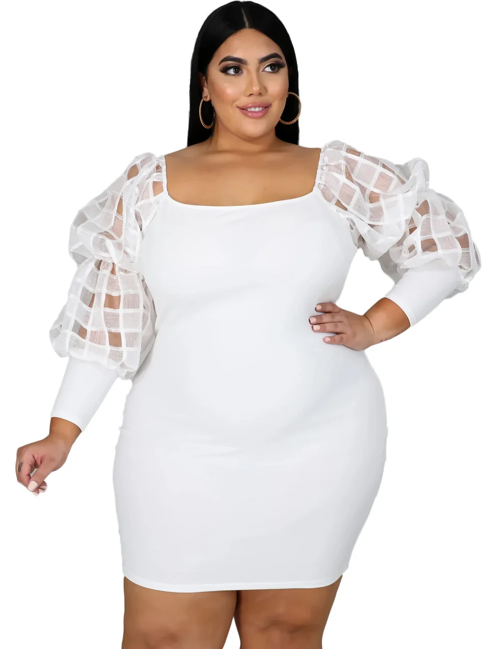 black and white plus size dress