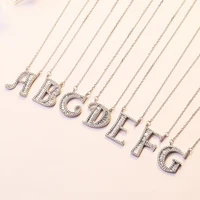 

925 Sterling silver white zircon 26 Alphabet custom silver tennis personalized name choker initial letter pendant necklace