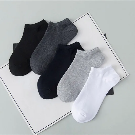 

Black and White Men Cotton Socks No Show Ankle Socks, 5 colors