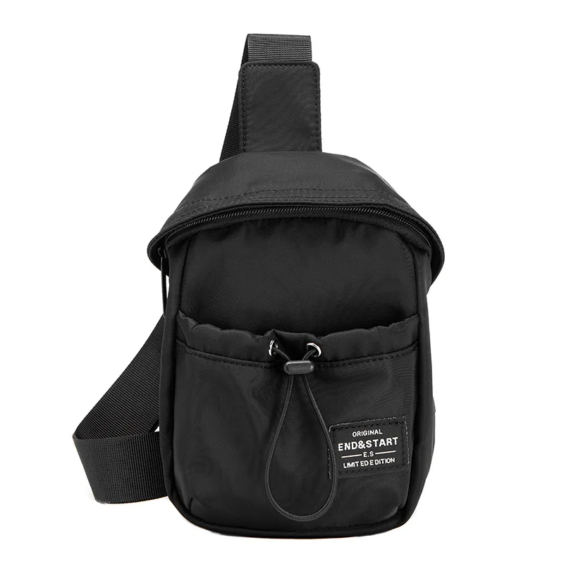 

Korean Casual Chest Bag Men's Shoulder Messenger Bag Simple Personality Messenger Fashion Trend Postman Sports Small Bag, Black