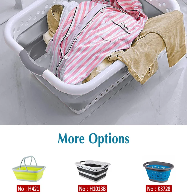 Big Size Plastic Collapsible Laundry Basket Silicone Folding Clothes ...