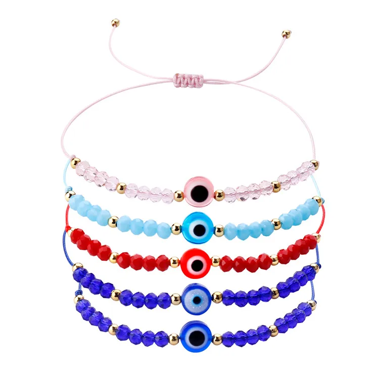 

Handmade Lucky Red String Braided Rope Chain Colorful Crystal Beads Bracelets For Women Evil Blue Eye Friendship Bracelets, Colorful crystal bead bracelet