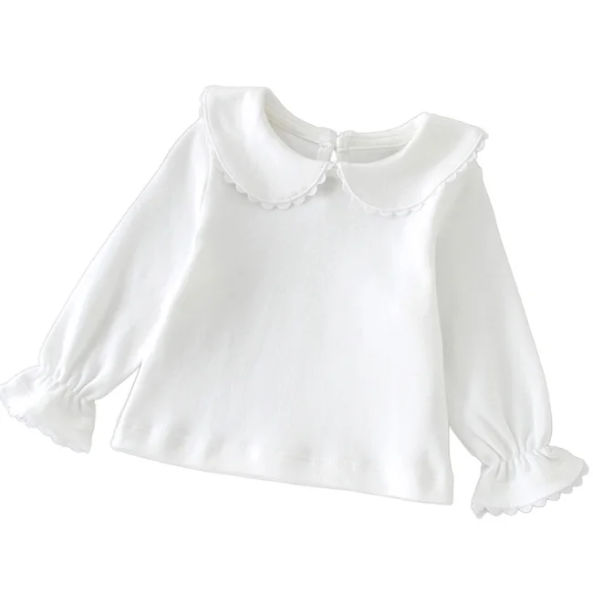 
PHB 30082 peter pan collar new design toddler girls plain blouse new born baby shirt  (62221216805)