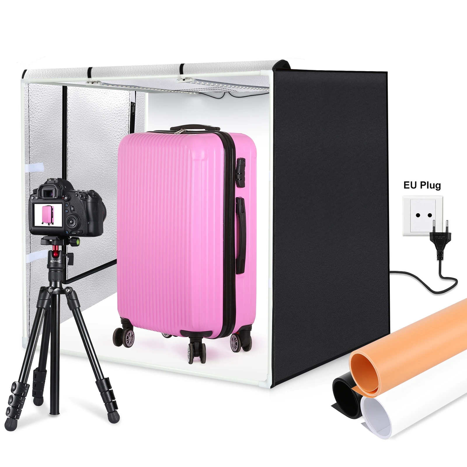 

Wholesale PULUZ 80cm Folding Portable 80W 9050LM White Light Photo Lighting Studio Shooting Tent Box Kit with 3 Colors