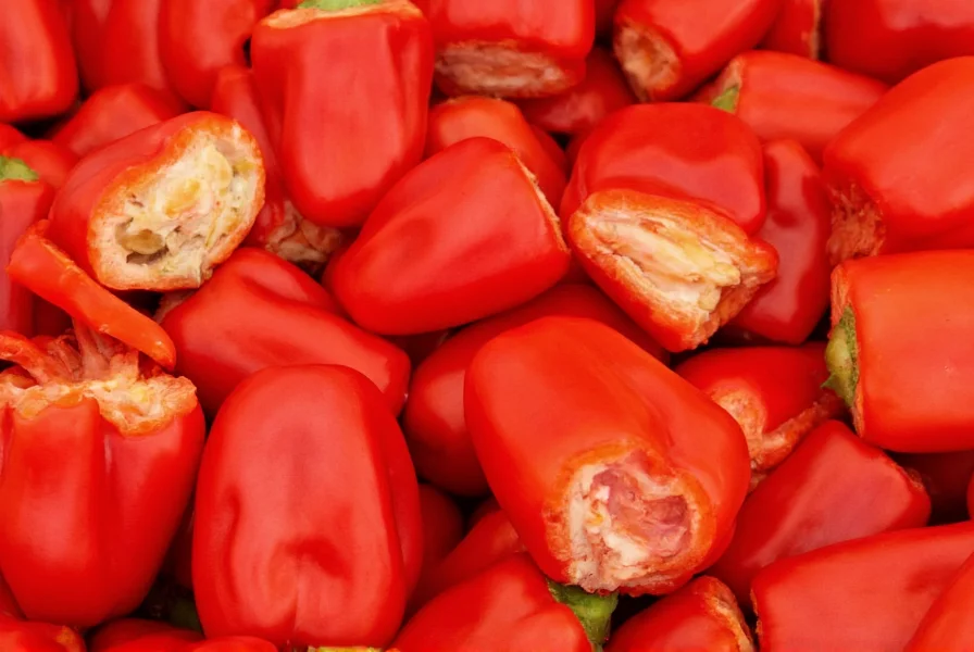 Close-up view of sliced red bell peppers showing vibrant color and texture for red pepper nutrition analysis