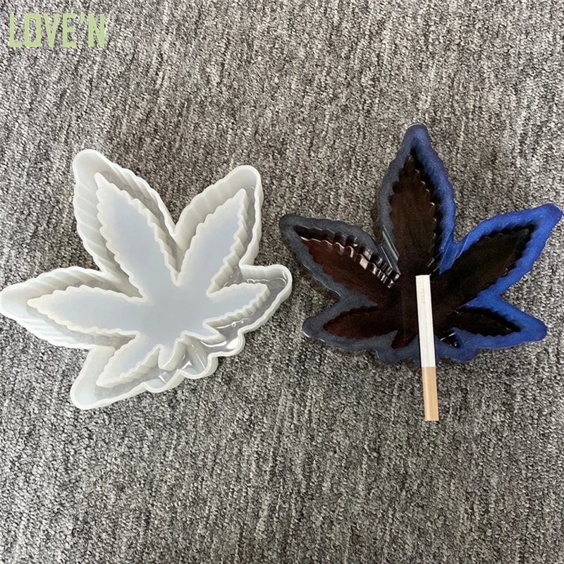 

LOVE'N LV138S custom Smoking accessories weed epoxy molder large size Hemp Leaf Shape Ashtray silicone Mold for Resin Cement diy