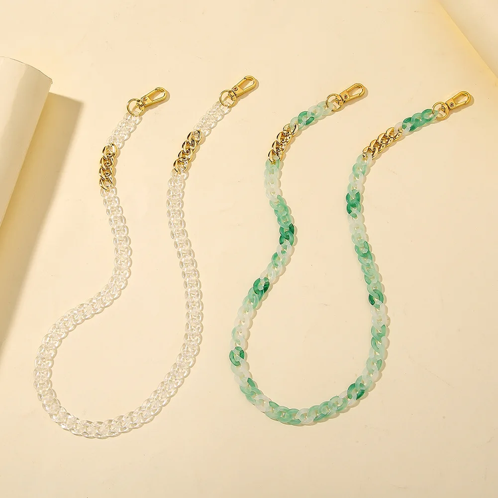 

Hot Sale Fashion Accessories Eyeglass Holder Jade Acrylic Resin Cuban Link Chain Lanyard Necklace For Women