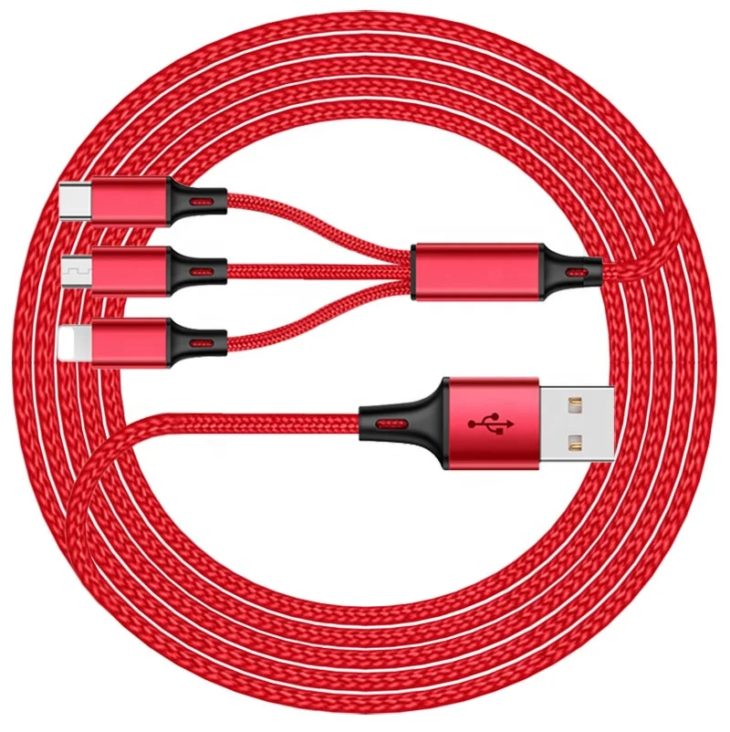 

2019 New Universal Through Technology 3 in 1 Fast Charging Usb Cable for Mobile Phone