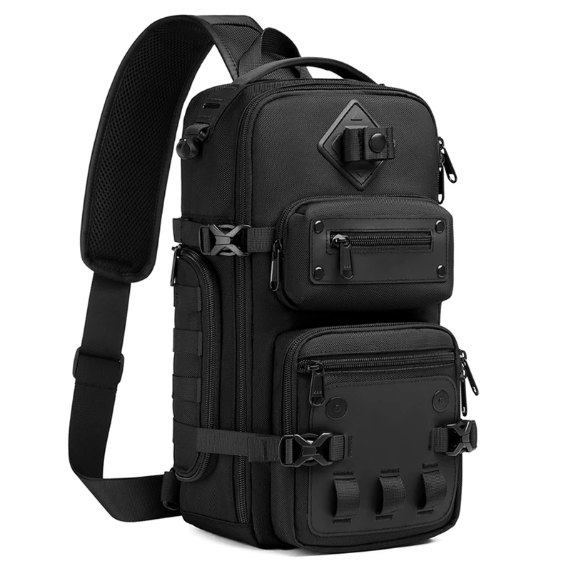 

OZUKO 9585 Low MOQ Polyester Sports Running Waterproof Sling Bag Men 2023 New Style Crossbody Customized Sling Bag With USB