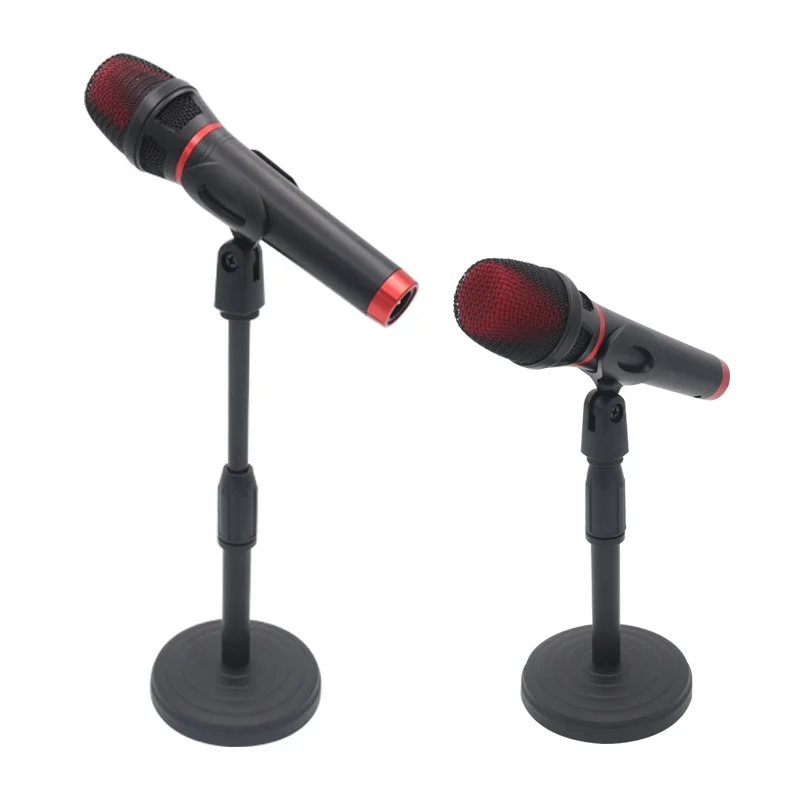 

desktop microphone stand holder mic stand round base for Live streaming or Speech, Black