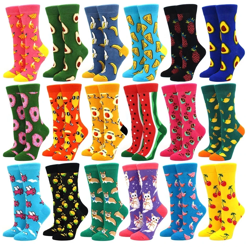 

Womens Animal Fruit Pattern Creative Ladies Novelty Funky Colorful Happy Dress Socks Assorted Designs, Custom color