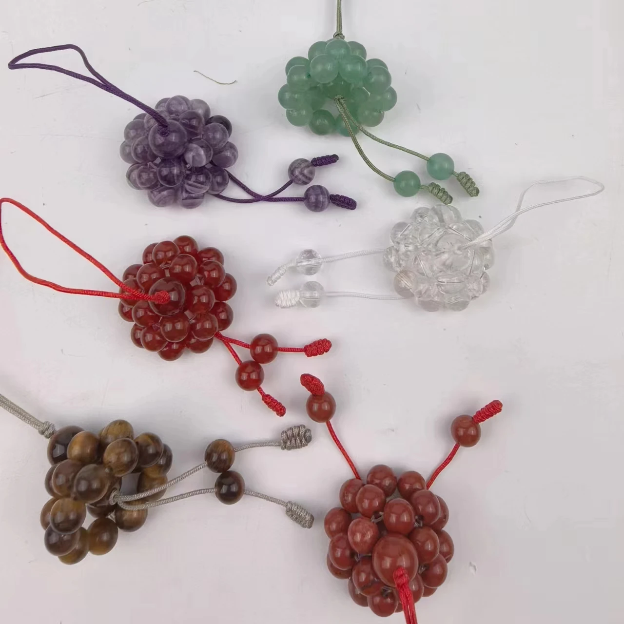 Fashion Handmade DIY Amethyst 6mm Beads Clear Quartz Telephone Strap for Mobile Phone
