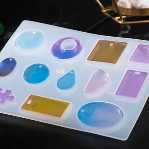 Image of Pendant Silicone Mold Mix Stick Dropper Clasp DIY Jewelry Making Accessories Tools Molds Geometric Epoxy Resin Combination