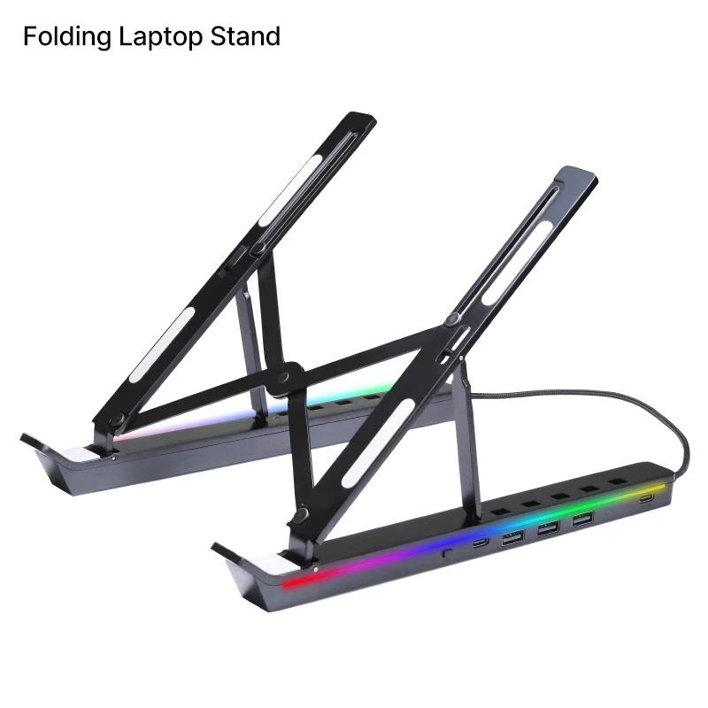 

4 USB Led Notebook Holder Laptop Docking Station Stand Rgb Light Premium Portable Laptop Stand