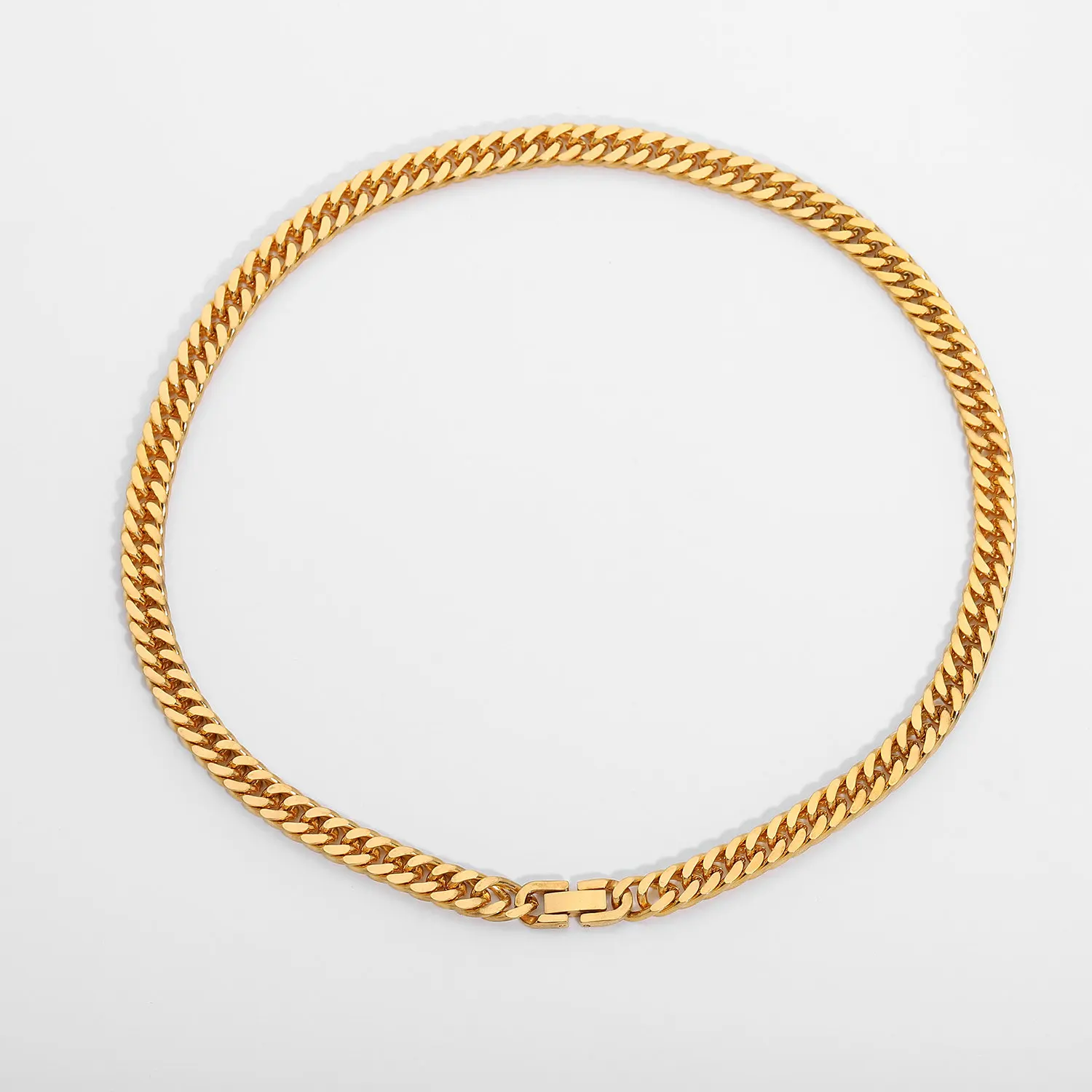 7.3mm Chunky gold Cuban Chain Necklace for women 18K Gold Plated Stainless Steel Miami Link Chain Choker Necklace