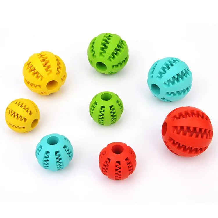 

Hot Selling Rubber Indestructible Treat Ball Hiding Food Puzzle Bite Tooth Cleaning Interactive Pet Chew Dog Ball Toys, Red,yellow,blue,green