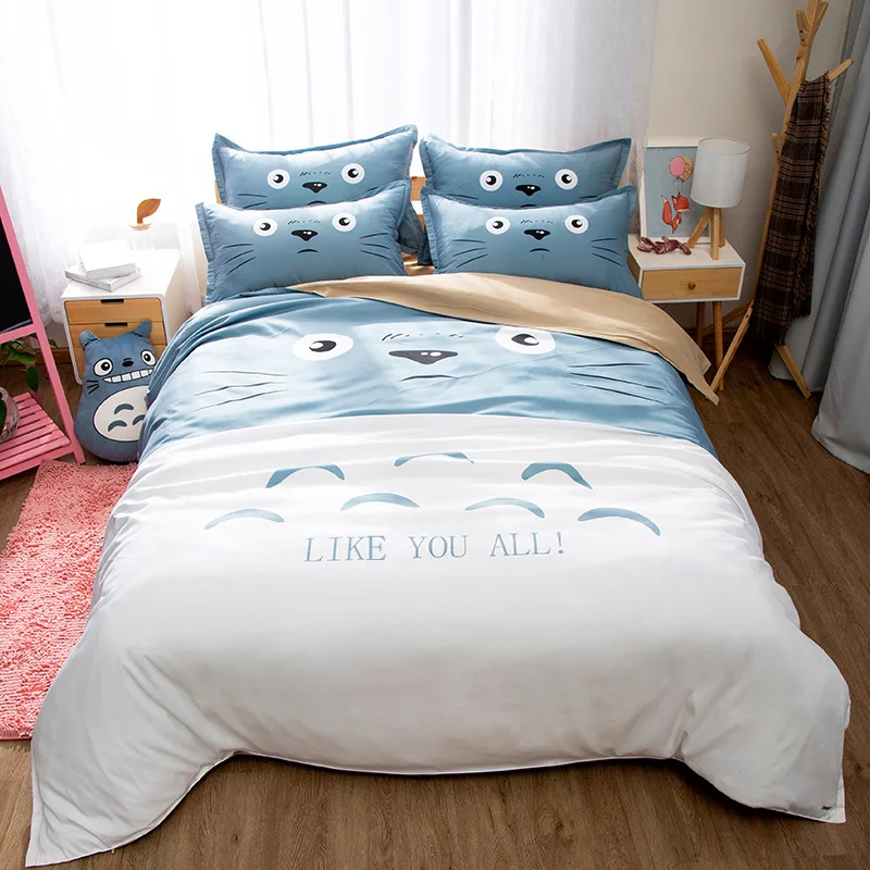 Amazon Hot Selling Totoro Single Size Three Piece Bedding Set Twin
