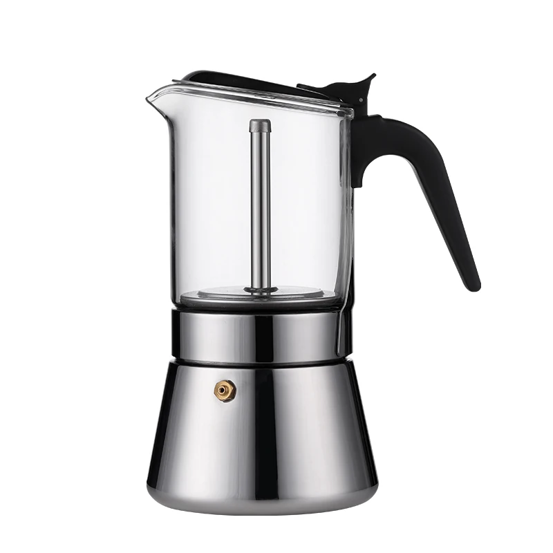 

Heat-resistant cheap home food grade glass european espresso moka coffee makers tea