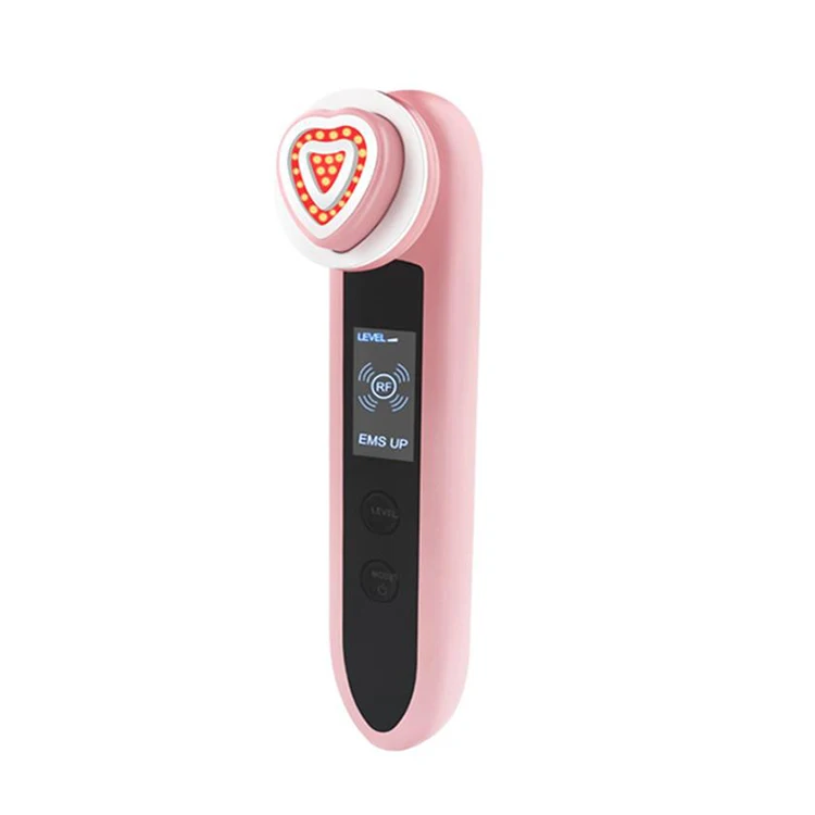 

hot cold beauty device facial massager facial lift face beauty portable electrical led facial massage, White+pink