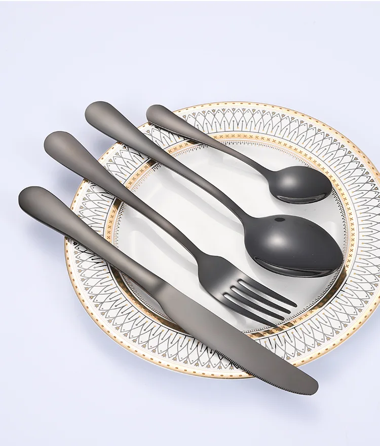 Hotel Restaurant Stainless Flatware 24pcs Silver Gold Plated Cutlery set