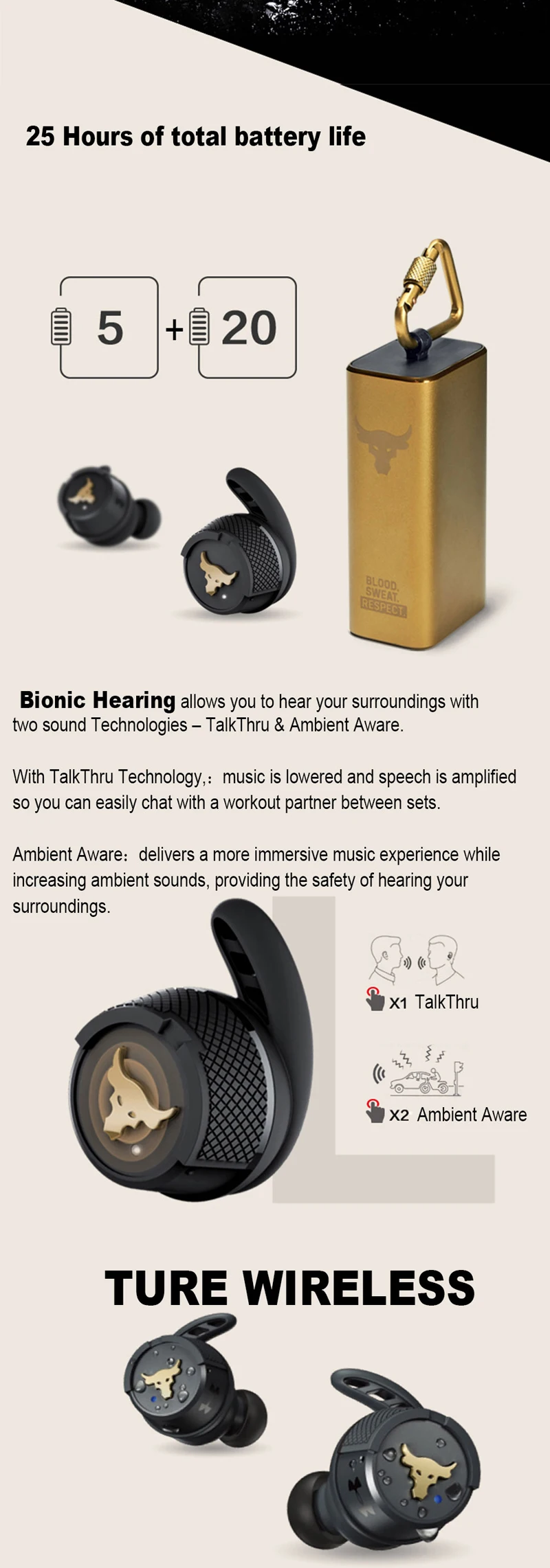 orignal JBL UA FLASH PROJECT ROCK True Wireless Earphone Bluetooth Sport Earbuds Waterproof Headphone Handsfree Call with Mic - ANKUX.COM