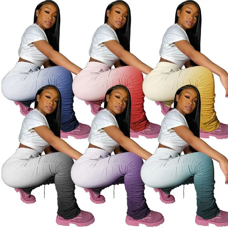 

Design Fashion Plus Size Ribbed Stacked Pants