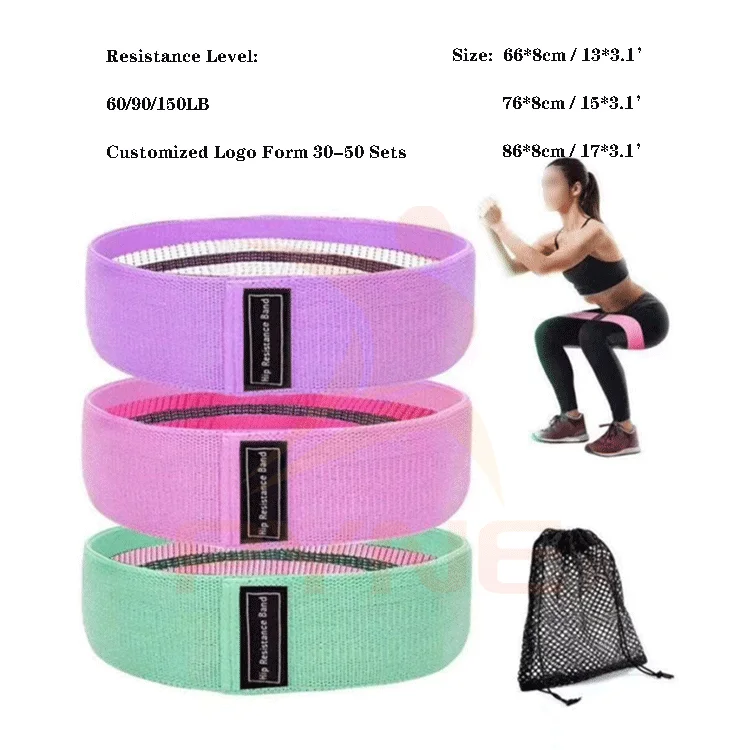 

Booty Hip Workout Loop Band High Quality Custom Logo Fabric Resistance Bands, Green,pink,grey,white,black