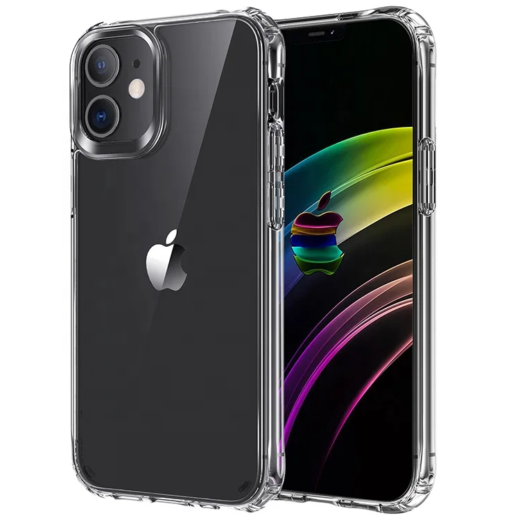 

For iPhone 12 13 Transparent Case Acrylic TPU Bumper Cover Hybrid Shockproof Clear Phone Case for iPhone 12 Pro Max, Multi-color, can be customized