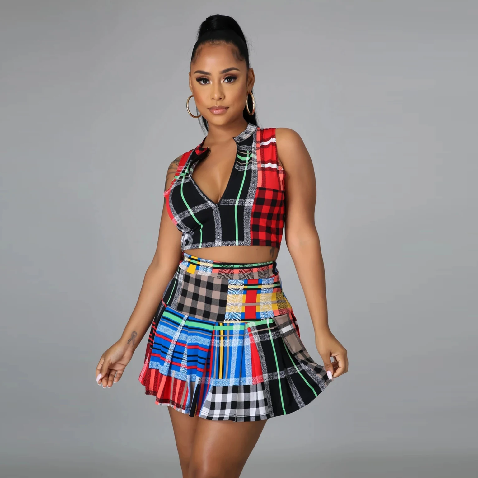 

wholesale High Quality 2021 2 Piece Womens Skirts Summer Essential Sports Tennis Table 2 Piece Skirt Set Women Tennis Skirt Set, Mix color