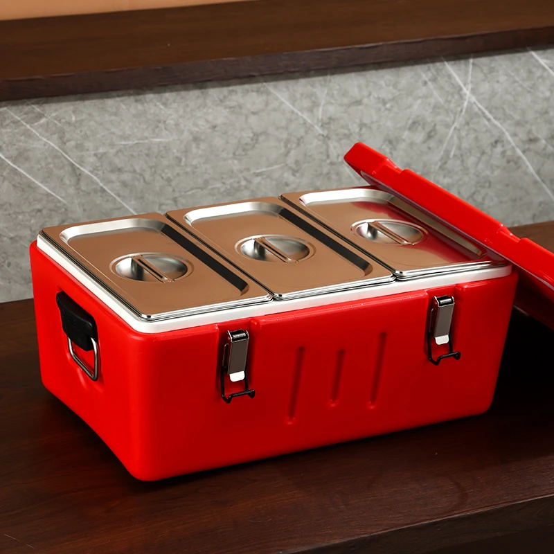 Insulated Food Pan Carrier — Red, 3-Pan GN Container