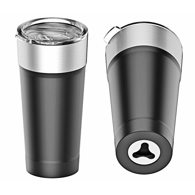 

20oz Vacuum Insulated Double Wall Stainless Steel thermos bottle opener Tumbler with slider Lid with bottom bottle opener