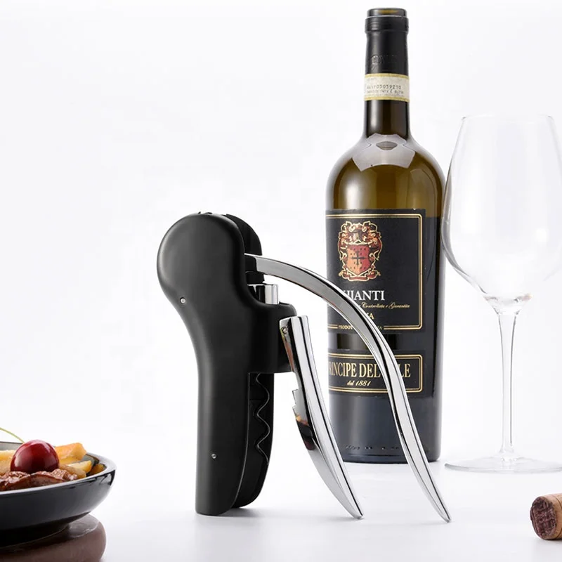 

Rabbitoriginal Stainless Steel Vertical Lever Wine Bottle Opener Wine Corkscrew, Black