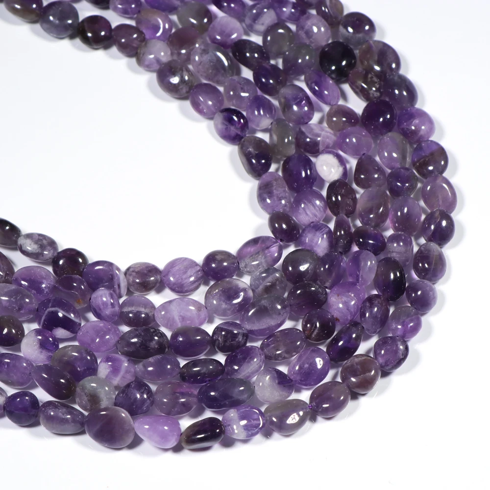 

Natural Amethyst Beads 8-10mm Loose Irregular Amethyst Crystal Gravel Pebble Healing Gemstone Beads Amethyst